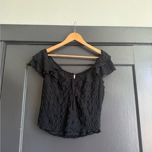Free People Elegant Black Ruffled Women's Top